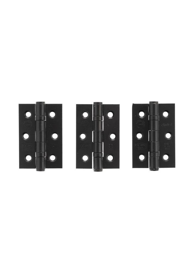 Atlantic CE Fire Rated Grade 7 Ball Bearing Hinges 3" x 2" x 2mm set of 3 - Matt Black