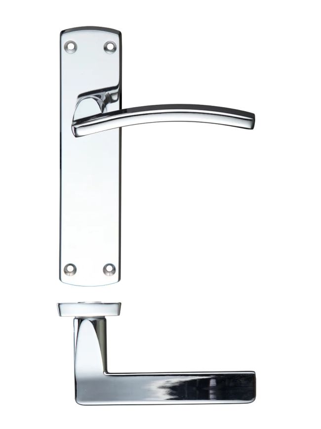 Zoo Hardware Toledo lever on latch backplate - Polished Chrome