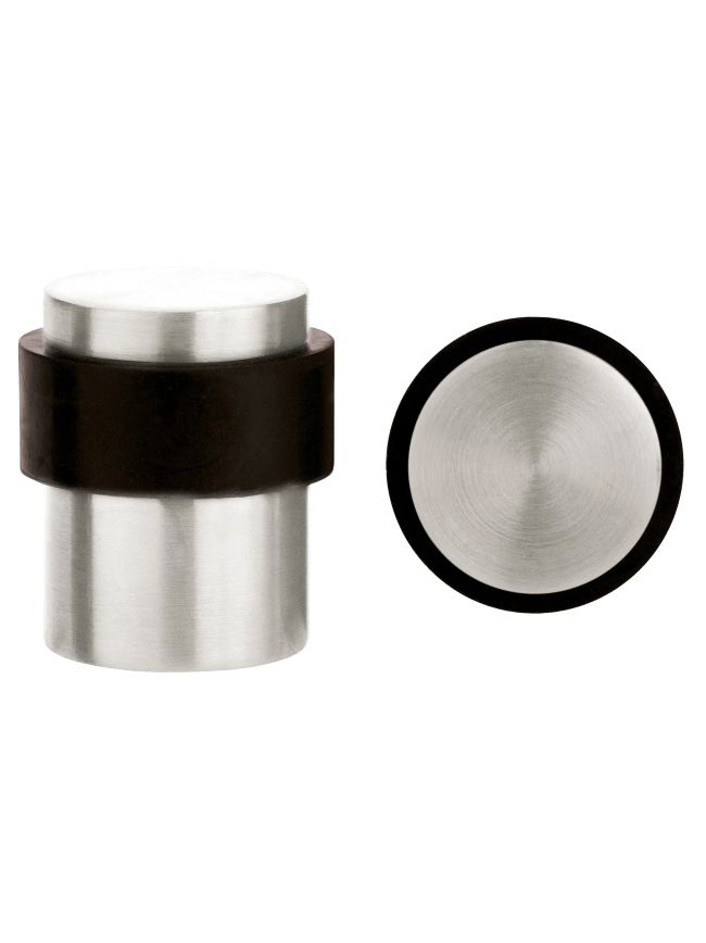 Zoo Hardware Door Stop Floor Mounted - Round Collared Flat Top 35mm dia - Satin Stainless