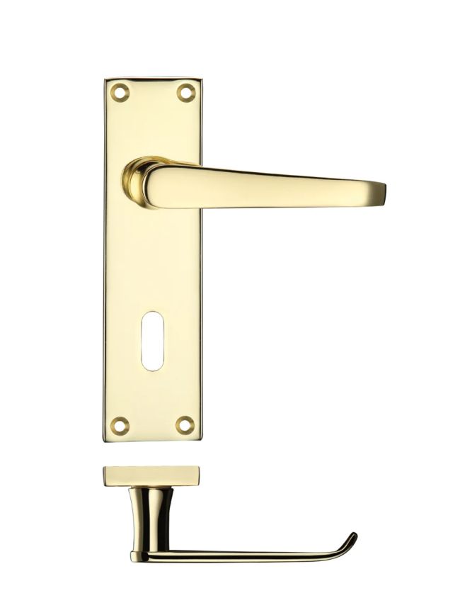 Zoo Hardware Project Victorian flat lever on lock backplate 150 x 40mm - Electro Brass