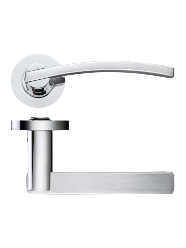 Zoo Hardware Adria lever on round rose - Satin Chrome / Polished Chrome