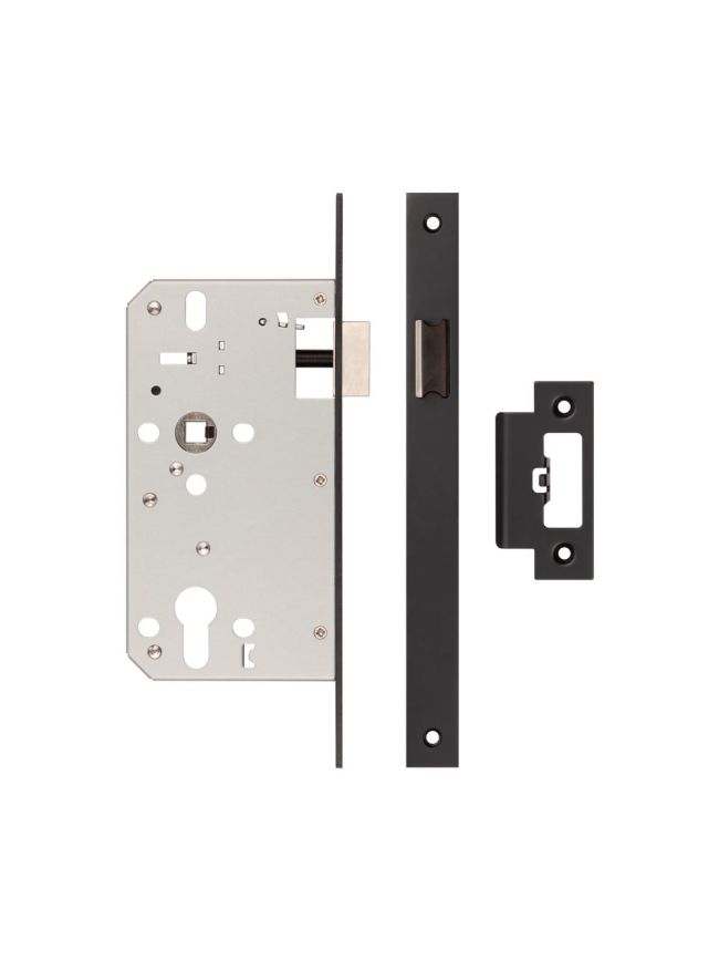 72mm Black Din Euro Latch 60mm Backset - By Frelan Hardware - JL-DL60MB