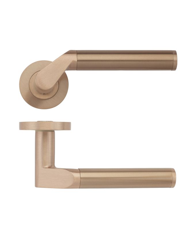 Zoo Hardware Venus lever on round rose - Tuscan Rose Gold