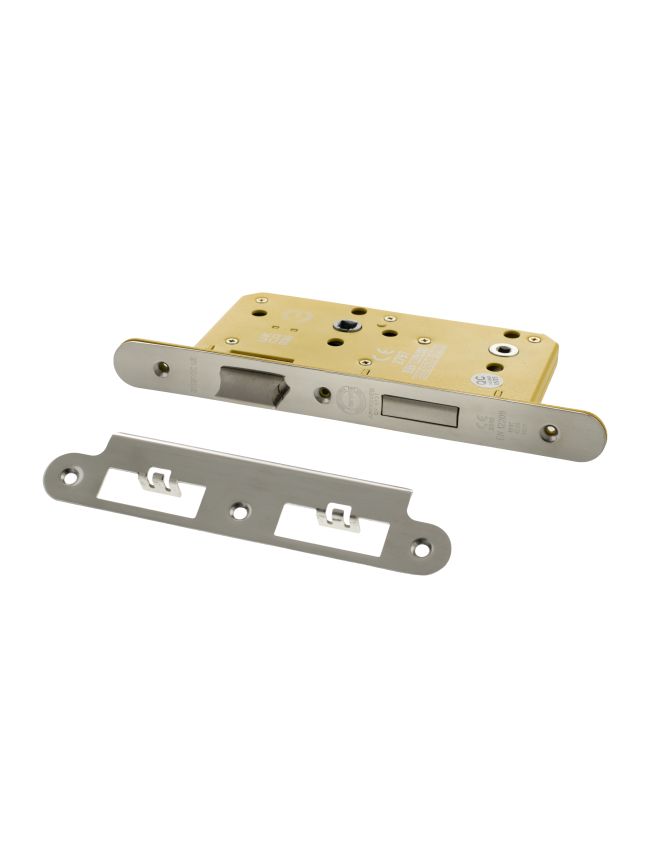 Atlantic DIN Radius Heavy Duty Bathroom Lock Single Turn 60mm backset - Polished Chrome