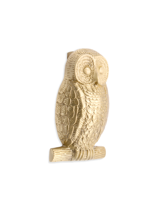 Owl Door Knocker Satin Brass