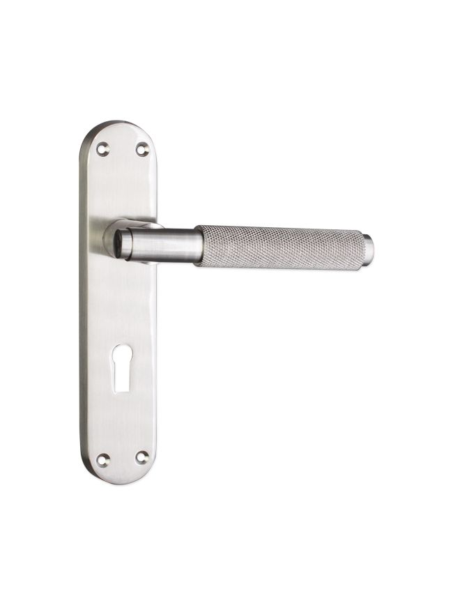 Connaught Knurled Lever on Backplate Lock Satin Nickel
