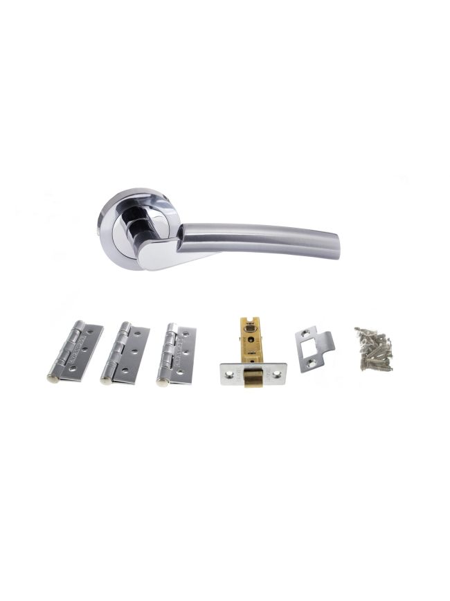 Atlantic Florida Door Pack Bundle (3" Latch, 3"x2" Hingesx3) - Satin Chrome/Polished Chrome