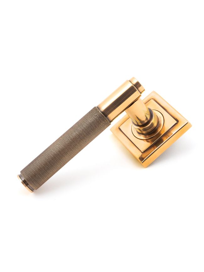 Polished Bronze Brompton Lever on Rose Set (Square) - Unsprung