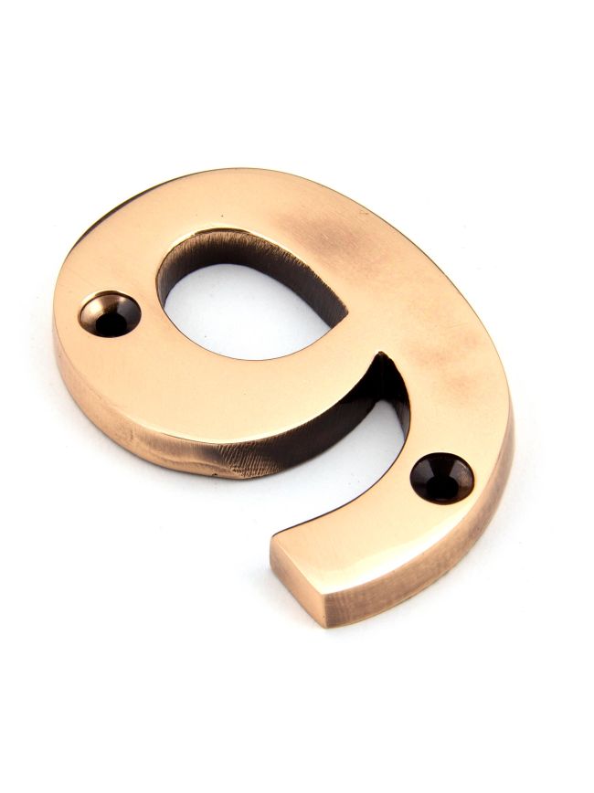 Polished Bronze Numeral 9