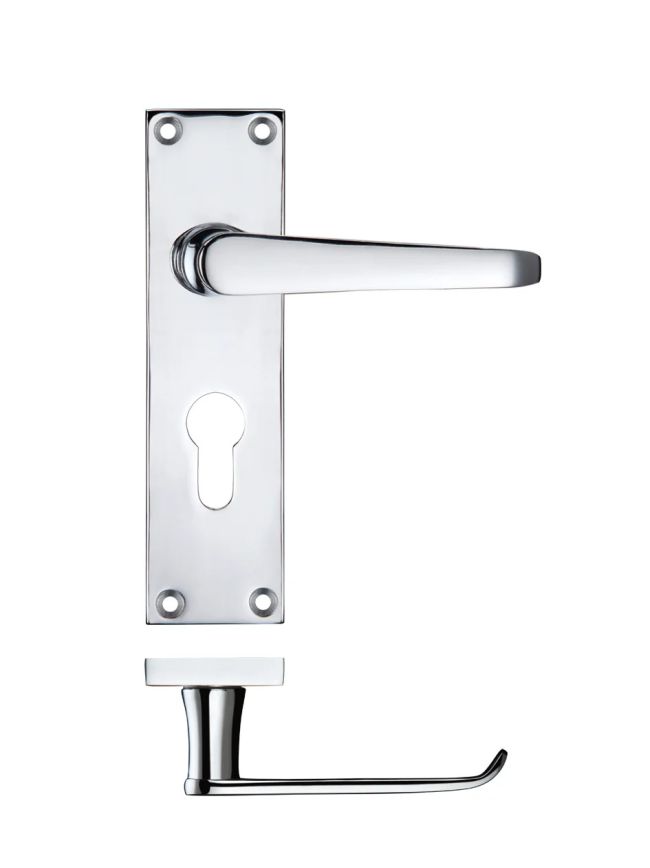 Zoo Hardware Project Victorian flat lever on euro backplate - 150 x 40mm - Polished Chrome