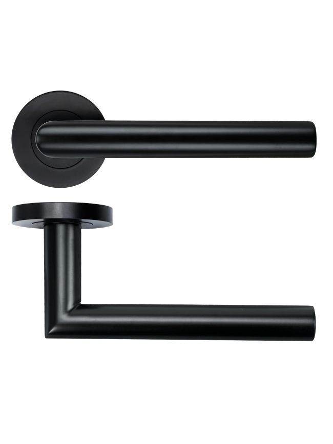 Zoo Hardware Lugano Lever on Round Rose - Black