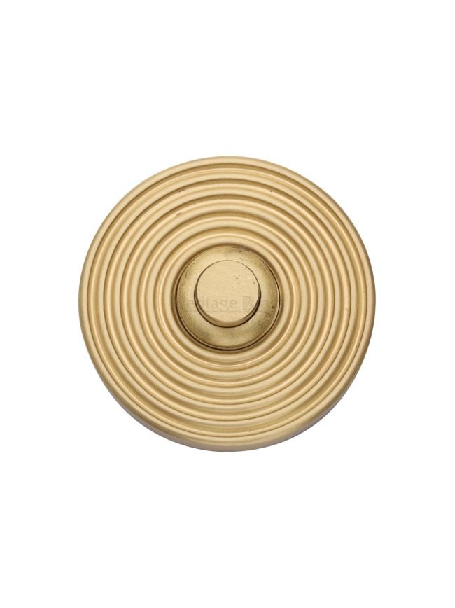 Heritage Brass Reeded Bell Push Satin Brass finishUK Registered Design Number 6229240