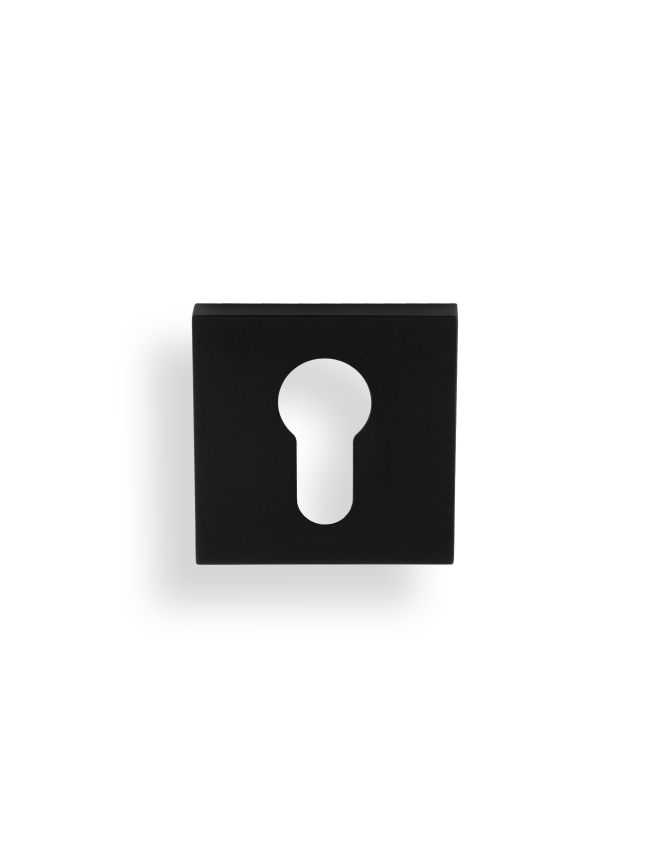 Valli Euro Profile Push-on Square Rosette Escutcheon - Matt Black PVD