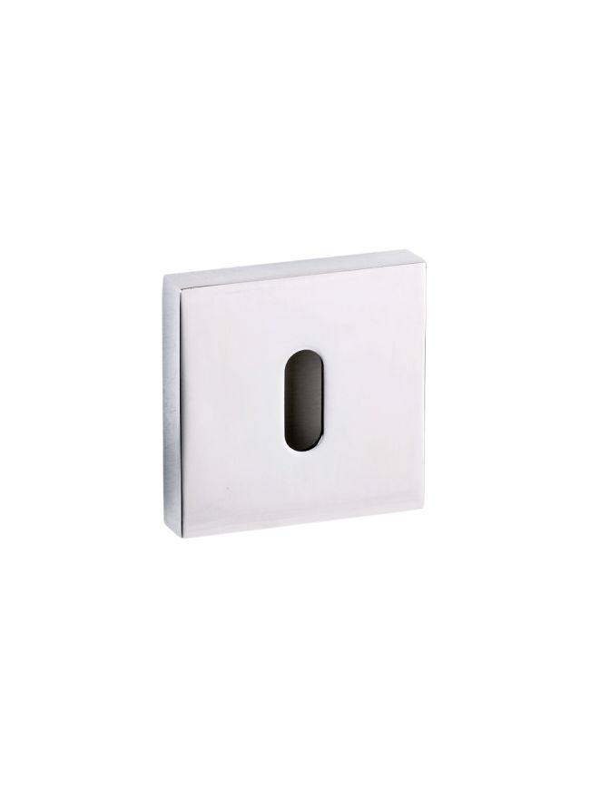 Senza Pari Key Escutcheons on Minimal Square Rose - Polished Chrome (Pair)