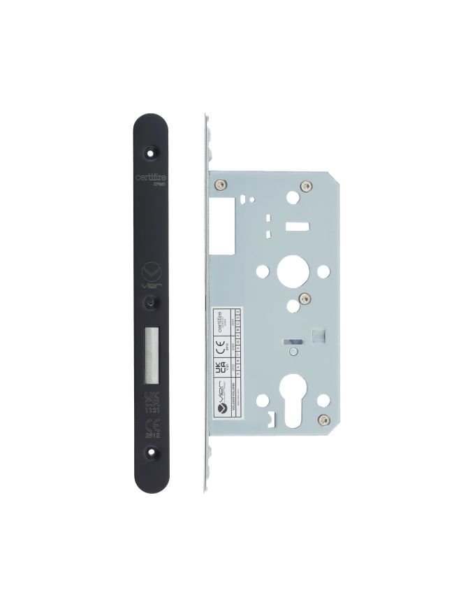 Zoo Hardware 2 Piece - DIN euro deadlock - backset 55mm - radius - Black