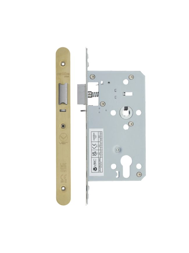 Zoo Hardware 2 Piece - DIN night latch - 72mm c/c - backset 60mm - radius - Brass