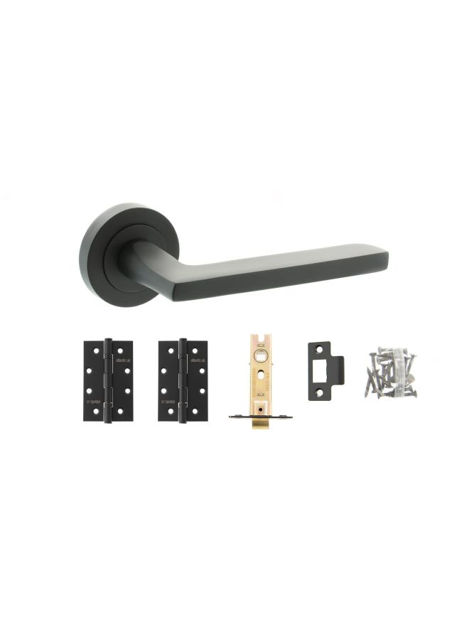 Atlantic Alaska Door Pack Bundle (3" Latch, 3"x2" Hingesx3) - Matt Black