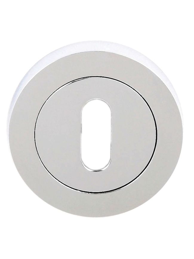 STATUS Key Escutcheons on Round Rose - Polished Chrome (Pair)
