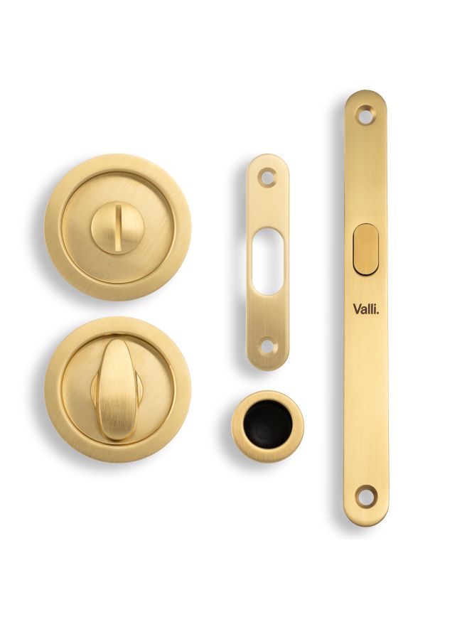 Valli Radius Sliding Door Set - Satin Brass PVD