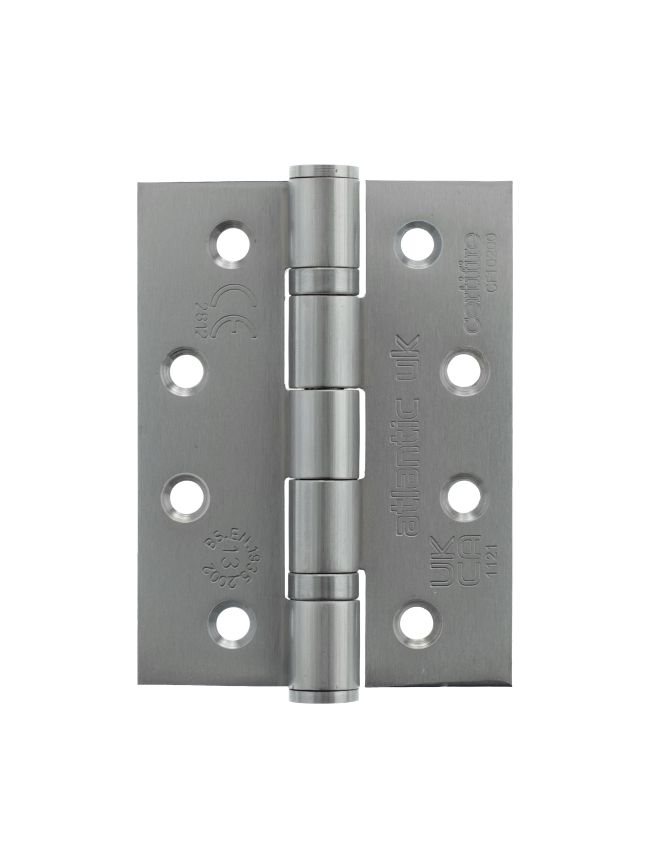 Atlantic Ball Bearing Hinges Grade 13 Fire Rated 4" x 3" x 3mm set of 3 - Satin Chrome (Pair)