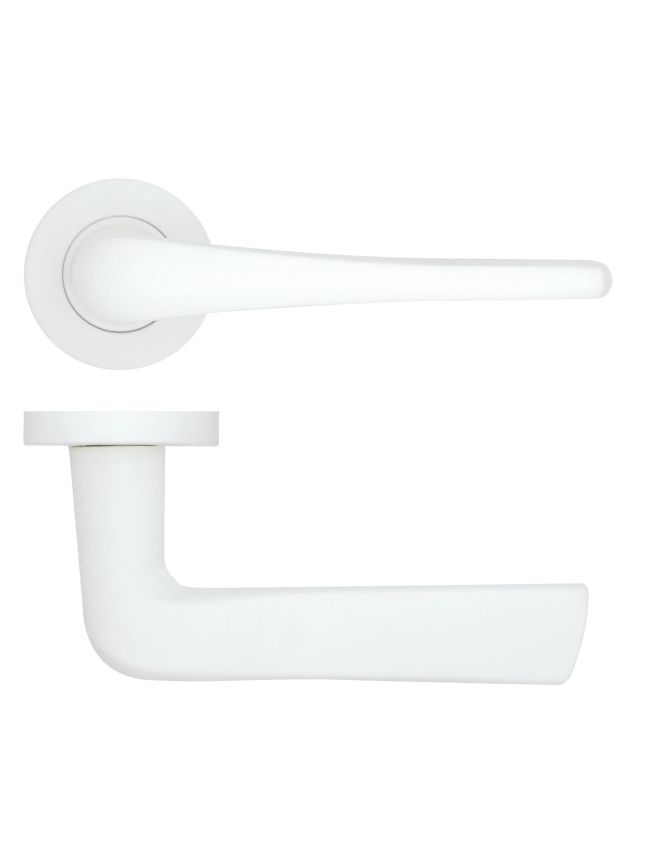 Zoo Hardware Como Lever on Round Rose - White