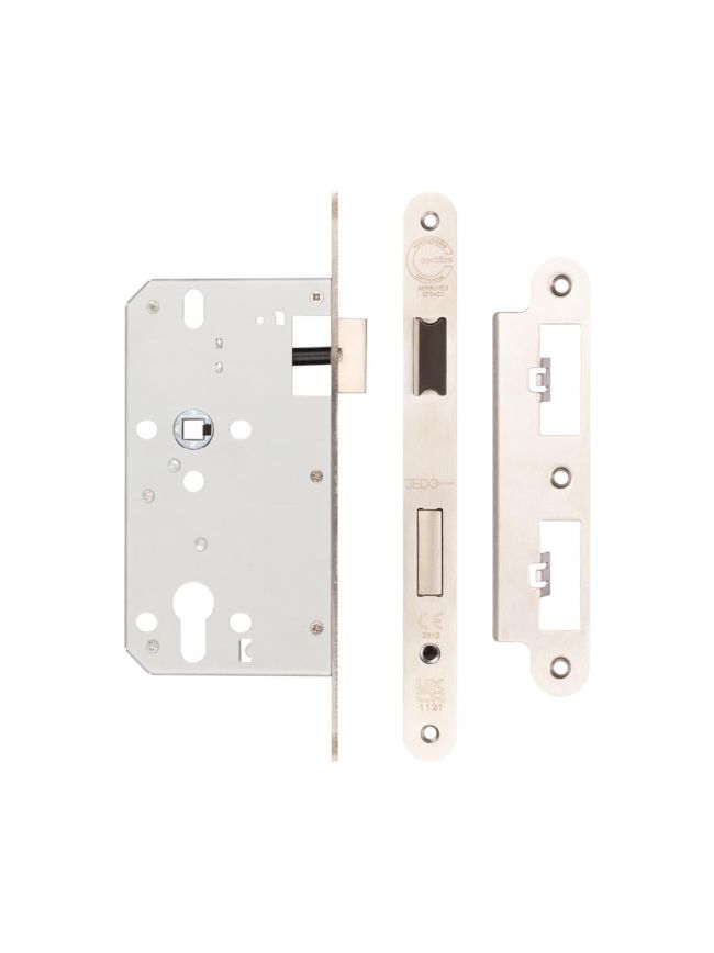72mm Satin Stainless Steel Din Euro Sashlock Radiused 60mm Backset - By Frelan Hardware - JL-DS60RSSS