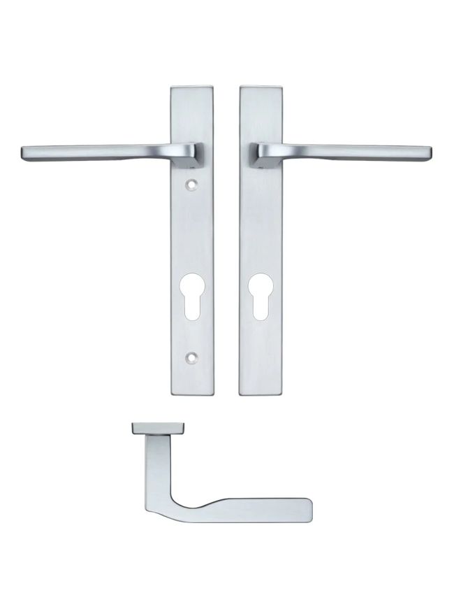 Zoo Hardware Vela lever on narrow euro backplate - Satin Chrome