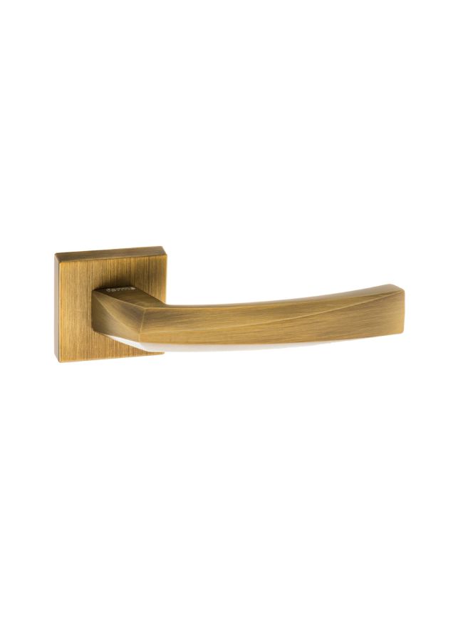 Forme Crystal Lever Door Handle on Minimal Square Rose - Yester Bronze (Pair)