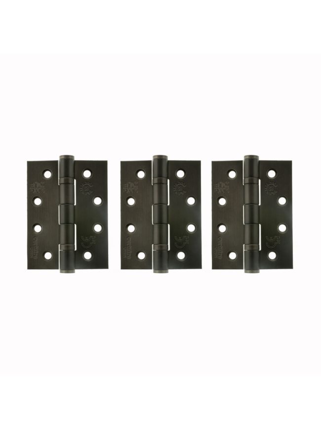 Atlantic Ball Bearing Hinges Grade 13 Fire Rated 4" x 3" x 3mm set of 3 - Urban Dark Bronze