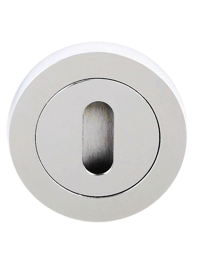 Millhouse Brass Key Escutcheons on Round Rose - Polished Chrome (Pair)