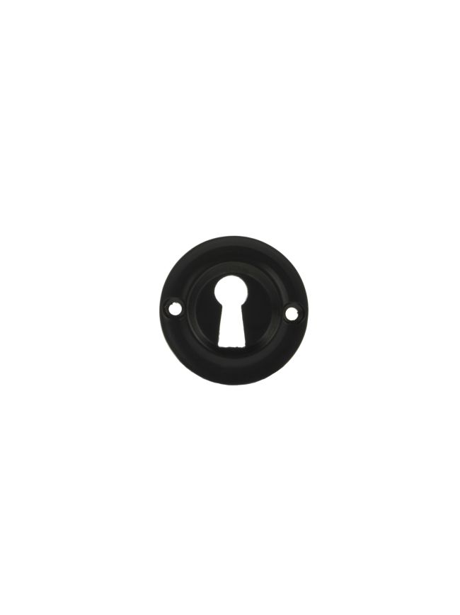 Old English Solid Brass Open Key Hole Escutcheons - Matt Black (Pair)