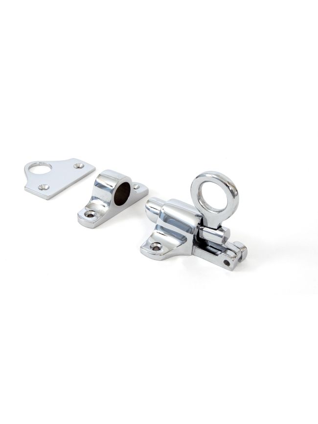 Polished Chrome Fanlight Catch + Two Keeps