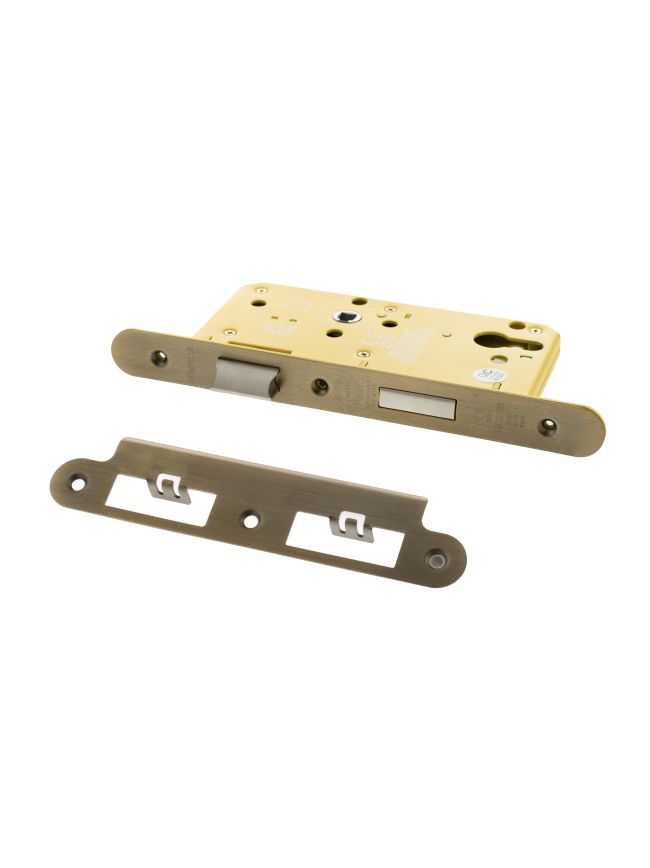 Atlantic DIN Radius Heavy Duty Euro Profile Sashlock Double Throw 60mm backset - Matt Antique Brass