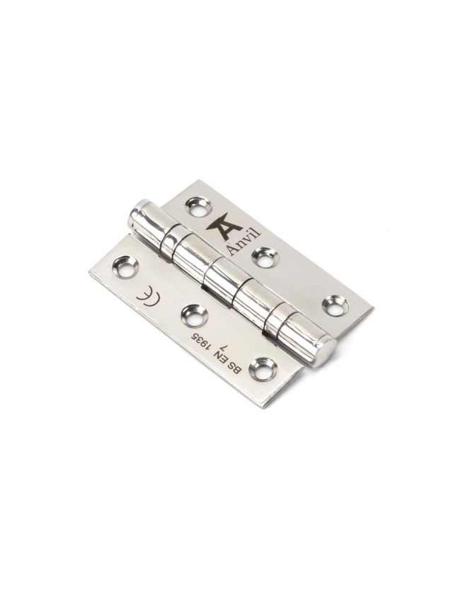 Polished SS (304) 3" Ball Bearing Butt Hinge (pair)