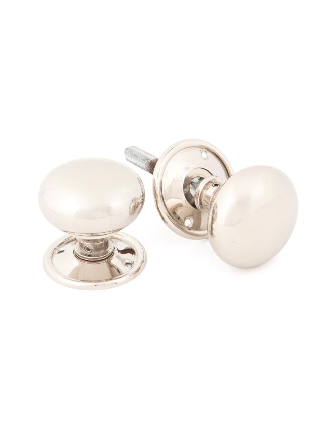 Polished Nickel 49mm Mushroom Mortice/Rim Knob Set