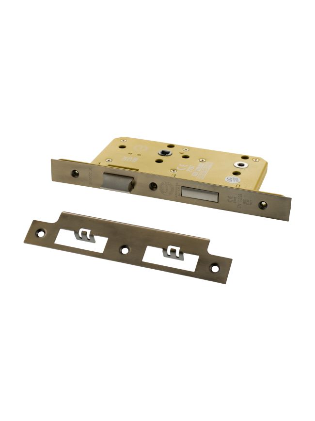Atlantic DIN Heavy Duty Bathroom Lock Single Turn 60mm backset - Antique Brass