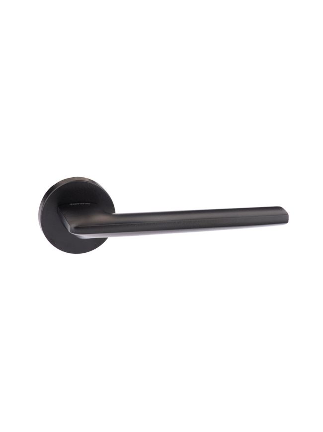 Forme Boston Lever Door Handle on Minimal Round Rose - Matt Black (Pair)