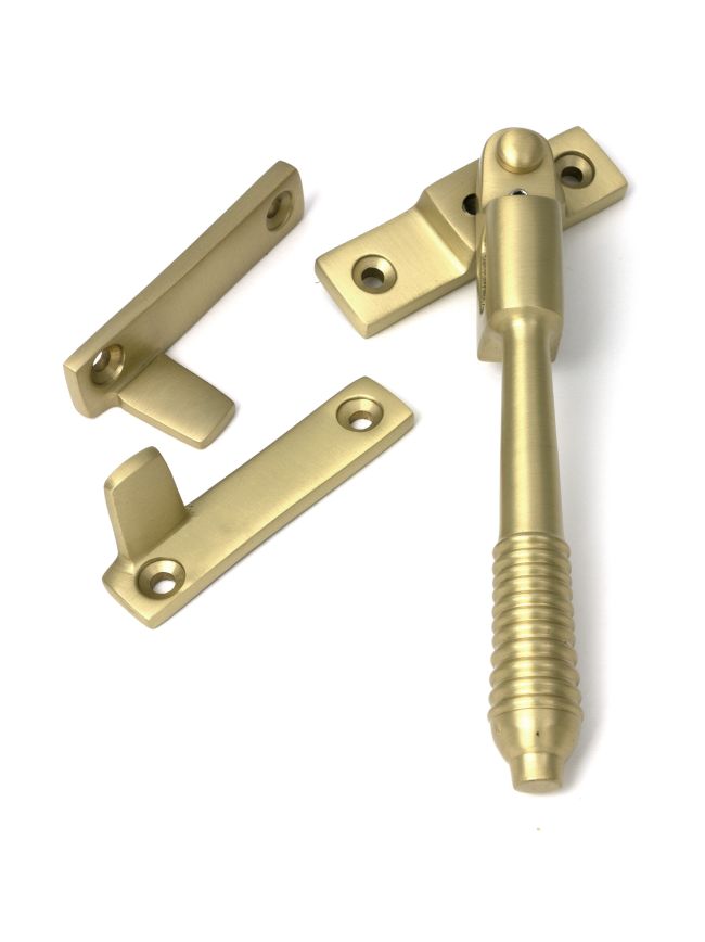 Satin Brass Night-Vent Locking Reeded Fastener