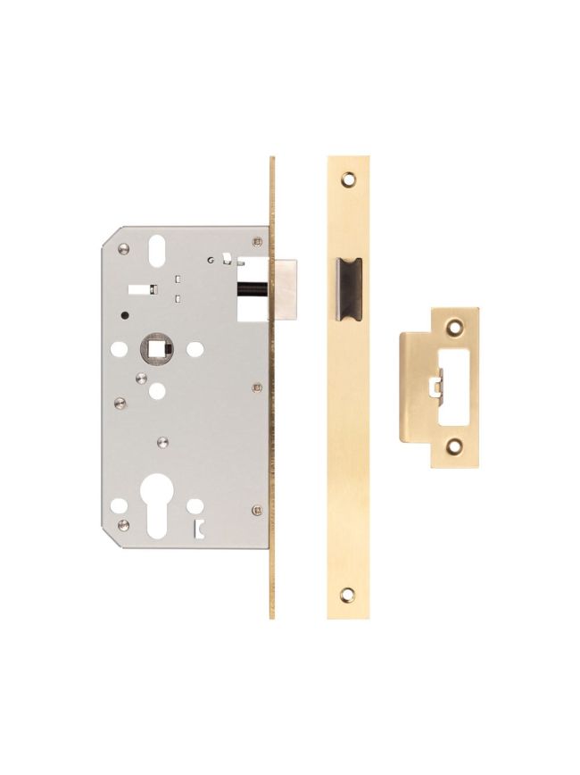 72mm Satin Brass Din Euro Latch 60mm Backset - By Frelan Hardware - JL-DL60SB