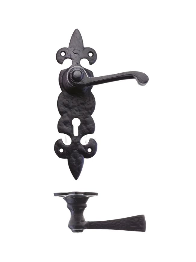 Zoo Hardware Lever on Fleur de Lys Lock Backplate - Black