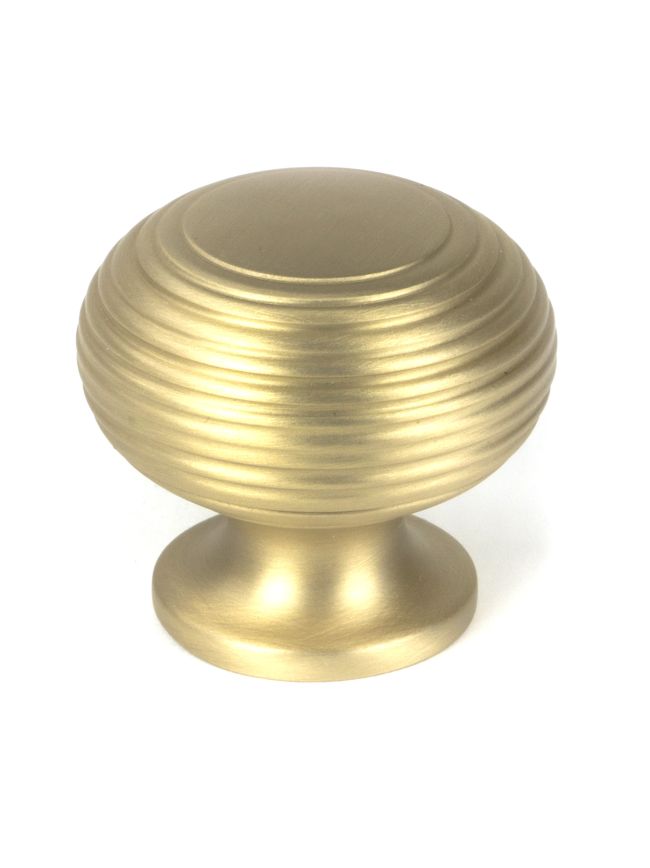 Satin Brass Beehive Cabinet Knob 40mm