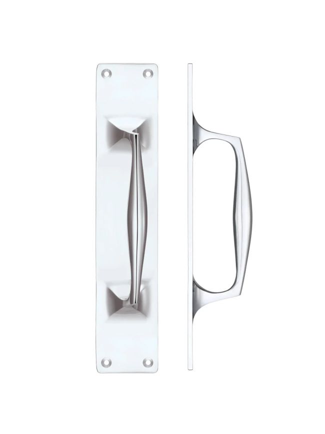 Zoo Hardware Pull Handle on Backplate - Polished Chrome