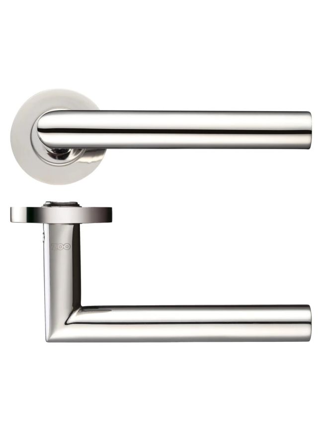 Zoo Hardware 19mm Mitred Lever on Round Rose - Grade 304 - Polished Stainless