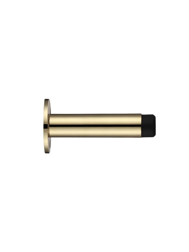 Zoo Hardware Door Stop - Cylinder with Rose 70mm - Face Fix - Polished Brass