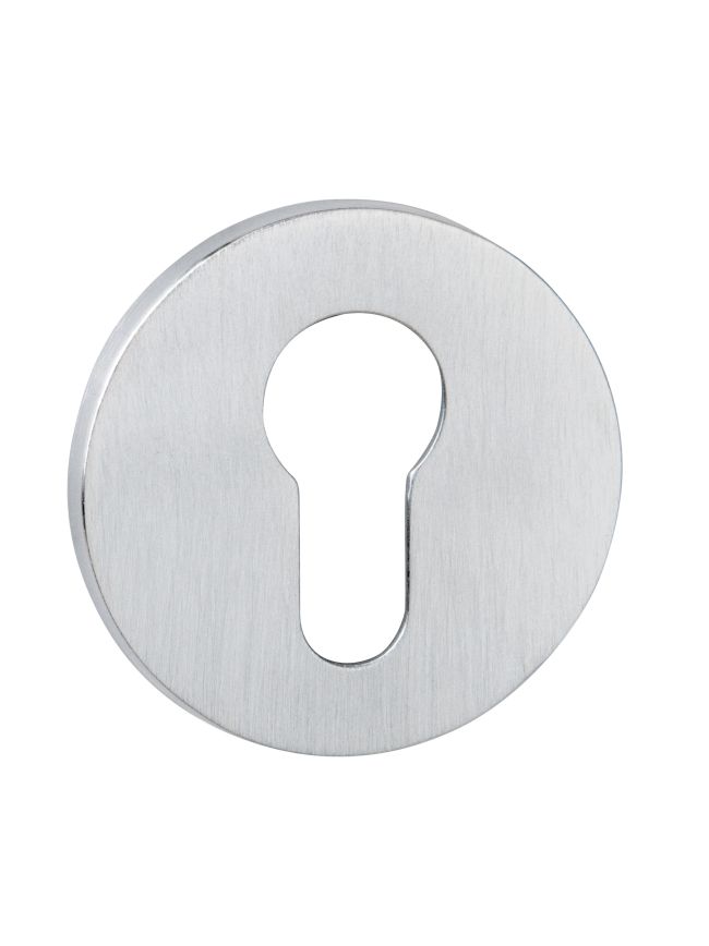 Tupai Rapido 5S Line Euro Escutcheons on 5mm Slimline Round Rose - Satin Chrome (Pair)