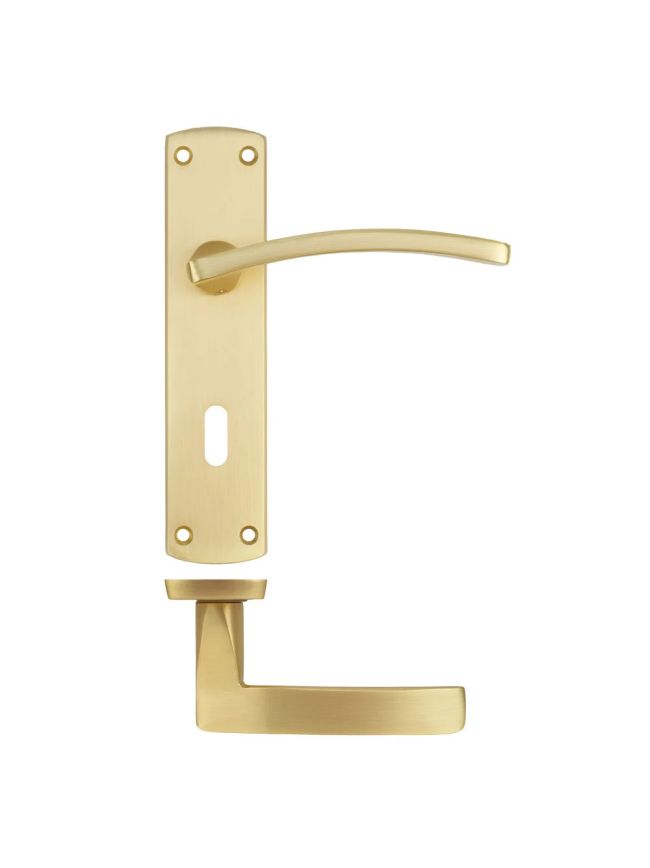 Zoo Hardware Toledo lever on lock backplate - Satin Brass