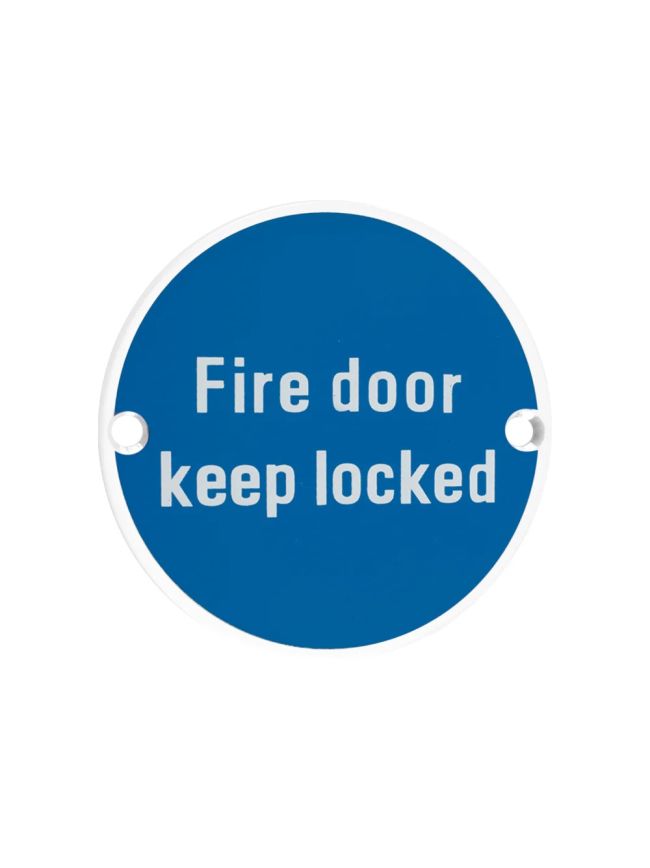 Zoo Hardware Fire Door Keep Locked - 76mm dia - White