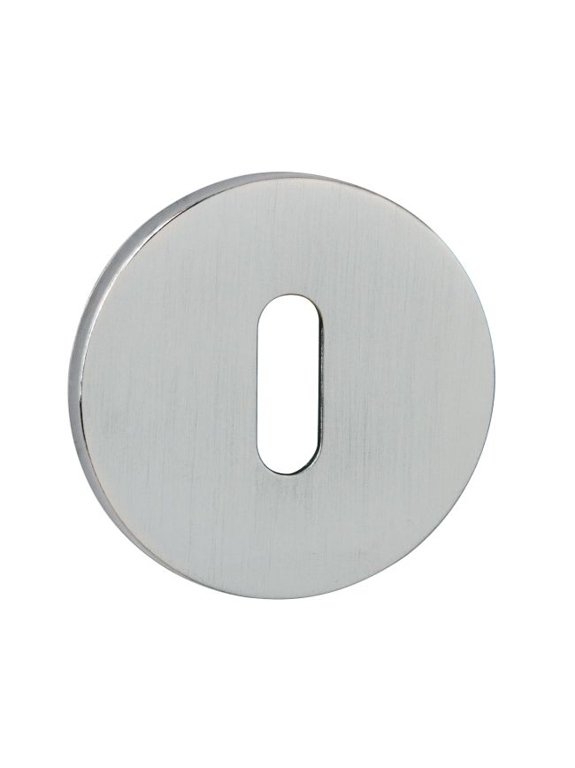 Tupai Rapido 5S Line Key Escutcheons on 5mm Slimline Round Rose - Satin Chrome (Pair)