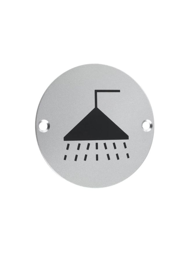 Zoo Hardware Signage - Shower - Satin Aluminium