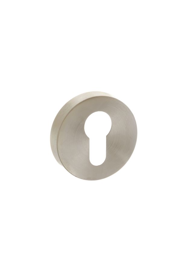 Forme Euro Escutcheons on Minimal Round Rose - Satin Nickel (Pair)